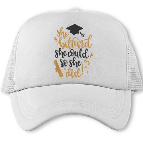 She Believed She Could So She Did Graduation Shirt Trucker Cap - Best Gift Smart