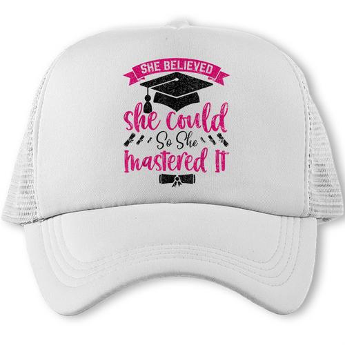 She Believed She Could So She Mastered It Graduation Trucker Cap - Best Gift Smart