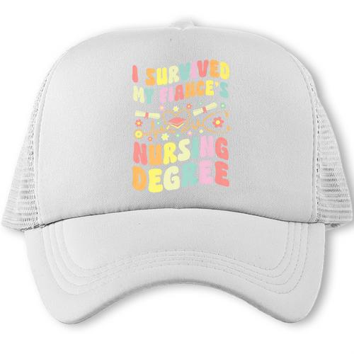 i Survived My Fiance's Nursing Degree Graduation Groovy Premium Trucker Cap - Best Gift Smart