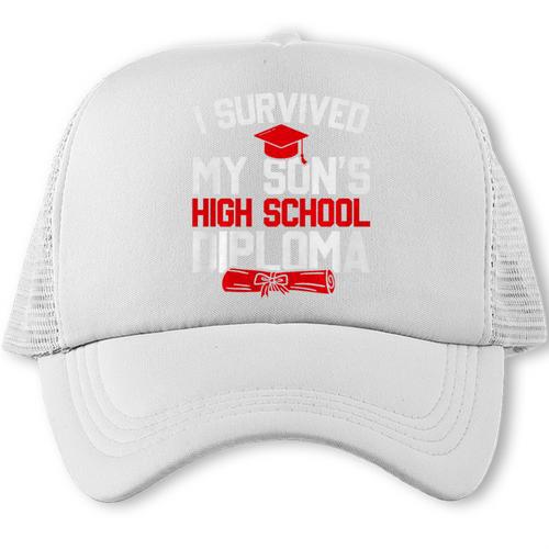 I Survived My Son's High School Diploma Graduation Premium Trucker Cap - Best Gift Smart
