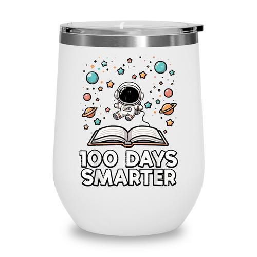 100 Days Smarter Astronaut Book 100th Day Girls Kids Women Wine Tumbler - Bookorys DE