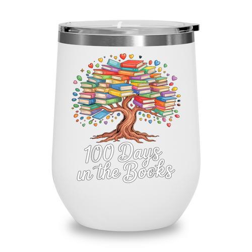 100th Day Of School Books Tree Reading Wine Tumbler - Bookorys DE