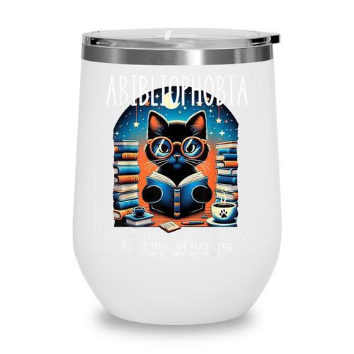 Abibliophobia Cat Reading Bookworm Reader Nerd For Men Women Girls Kids Wine Tumbler - Bookorys DE