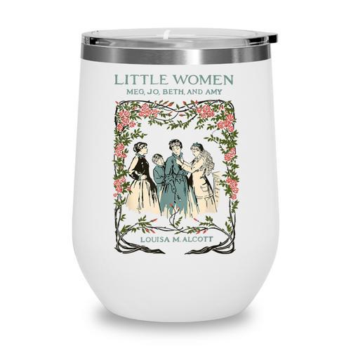 Alcott Little Women Characters Literature Book Illustration Wine Tumbler - Bookorys