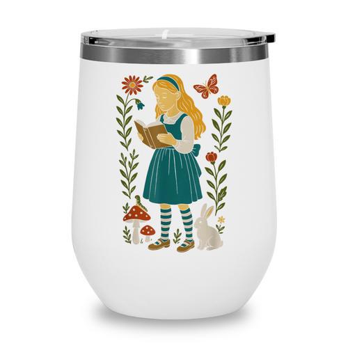 Alice In Wonderland Book Lover Lewis Carroll Rabbit Wine Tumbler - Bookorys CA