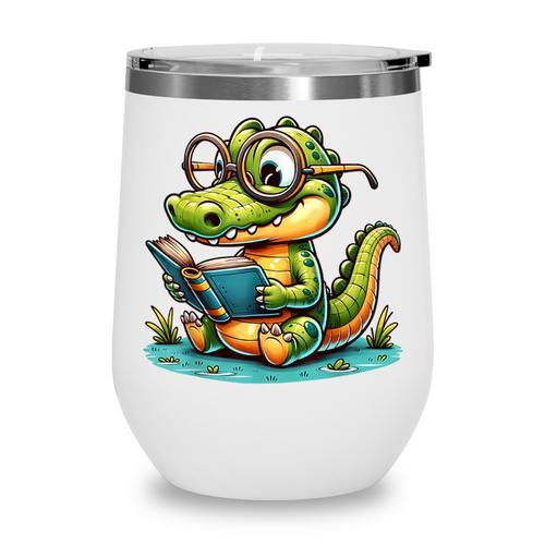 Alligator Reading a Book Animal Wine Tumbler - Bookorys