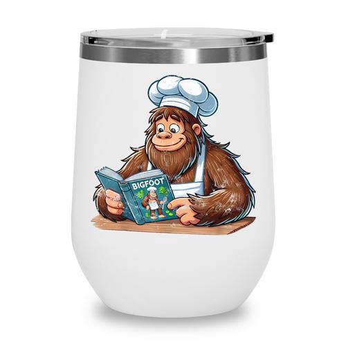 Bigfoot Reading a Cookbook Wine Tumbler - Bookorys CA