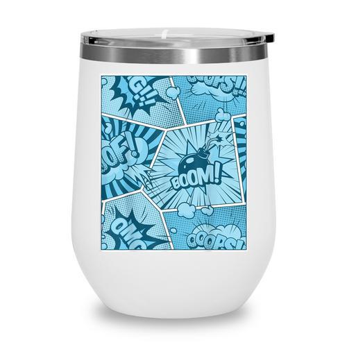 Blue Comic Book Blue Graphic Wine Tumbler - Bookorys DE