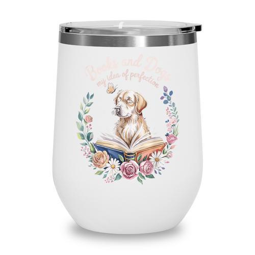 Book And Dog Lover Reading Humor Librarian Wine Tumbler - Bookorys DE