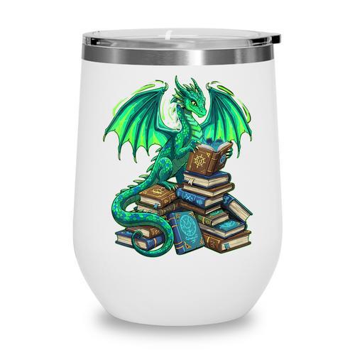 Book Dragon Reading Fantasy Wine Tumbler - Bookorys