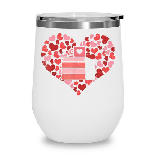 Book Heart Cute Read Book Reading Librarian Across America Wine Tumbler - Bookorys