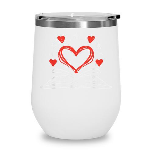 Book Heart Read Book Reading Librarian Men Women Kids Wine Tumbler - Bookorys