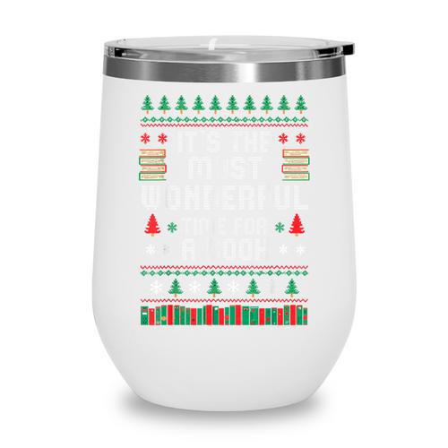 Book Lover Christmas Reader Ugly Sweater Tee Xmas New Year Wine Tumbler - Bookorys UK