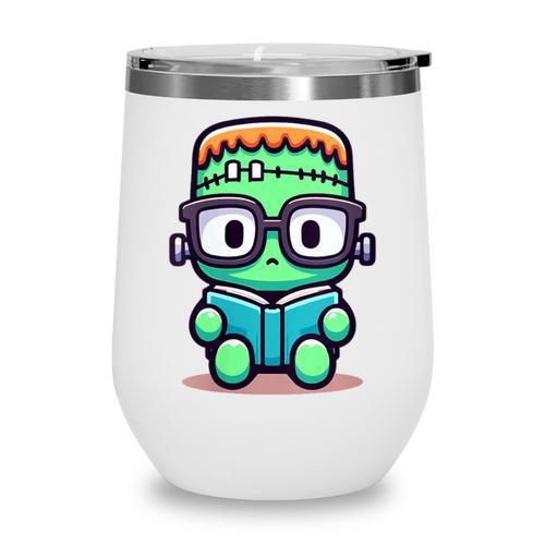 Book Lover Frankenstein's Monster With Reading Glasses Wine Tumbler - Bookorys