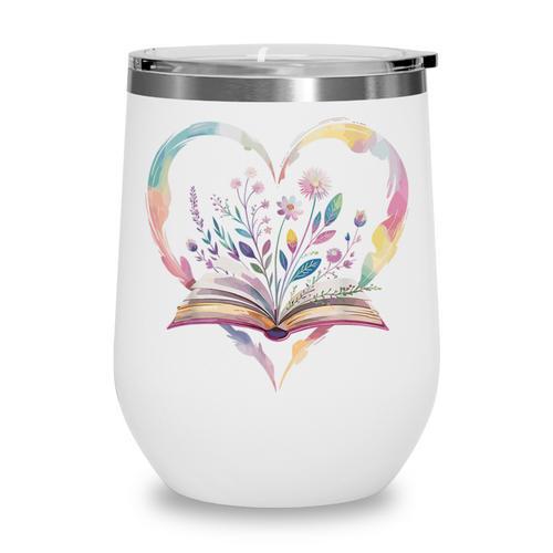 Book Lover Heart Shaped Reading Art Bookworm Wine Tumbler - Bookorys