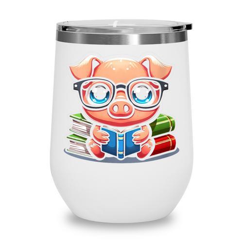 Book Lover Reading Pig Wine Tumbler - Bookorys CA