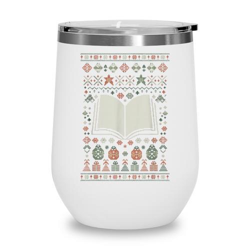Book Reading Ugly Christmas Wine Tumbler - Bookorys DE
