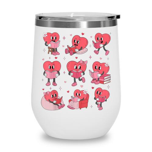 All Booked For Valentine Book Teacher Kids Girls Boys Wine Tumbler - Bookorys CA