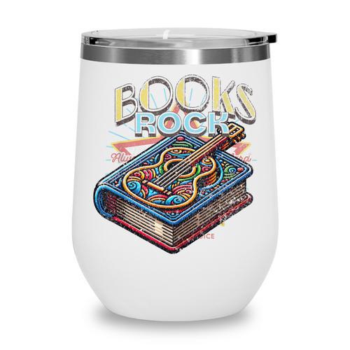 Books Rock Rock'n Roll Science Of Reading Teachers Guitar Wine Tumbler - Bookorys DE
