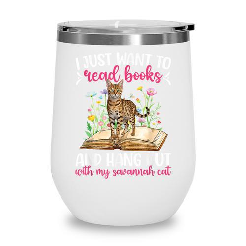Books And My Savannah Cat Owner Savannah Cat Lover Wine Tumbler - Bookorys DE