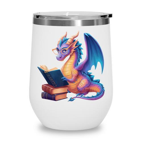 Bookworm Book Lover Women Girls Dragon Reading Wine Tumbler - Bookorys DE