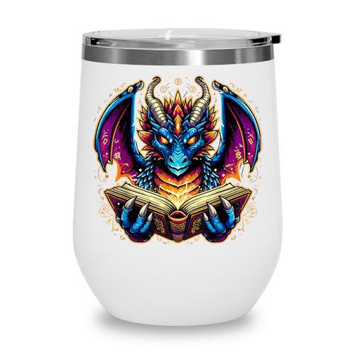 Bookworm Dragon Reading Book Lover Wine Tumbler - Bookorys CA