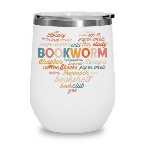 Bookworm Words Heart Book Lover Reader Reading Fun Wine Tumbler - Bookorys DE