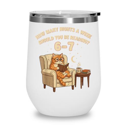 Cat Reading 6-7 Meme English Teacher Book Lover Humor Wine Tumbler - Bookorys