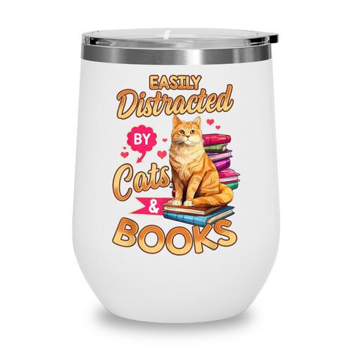 Cat Shirts For Women Book Lover Shirt Cats And Books Wine Tumbler - Bookorys DE