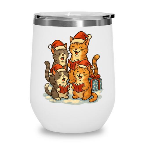 Cats Reading Books Christmas Tree Wine Tumbler - Bookorys