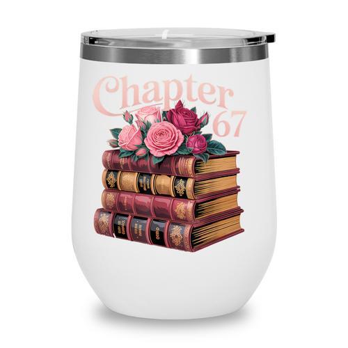 Chapter 67 Floral Book Stack Wine Tumbler - Bookorys DE