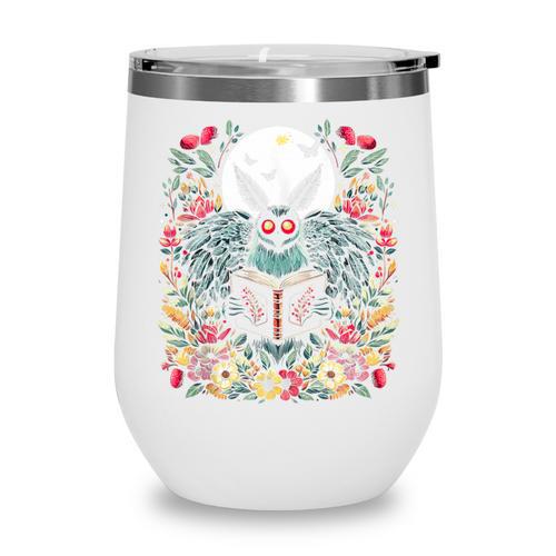 Cottagecore Aesthetic Mothman With Book Cryptid Wine Tumbler - Bookorys DE