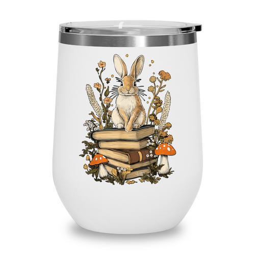 Cottagecore Aesthetic Rabbit Reading Book Lover Women Art Wine Tumbler - Bookorys DE