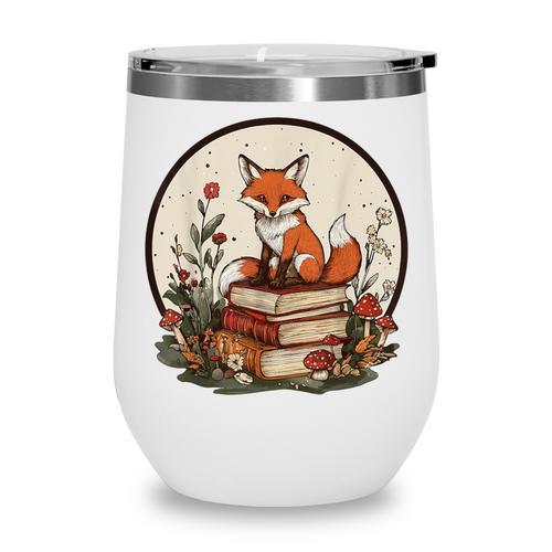 Cottagecore Fox With Books Wine Tumbler - Bookorys DE