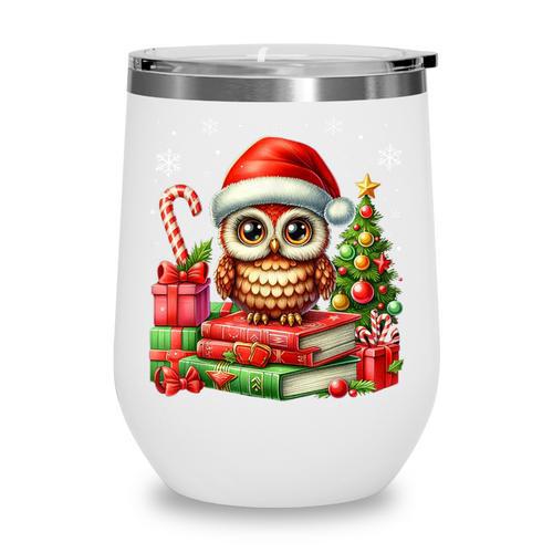 Cottagecore Owl Witch Hat On Book Pumpkin Christmas Costume Wine Tumbler - Bookorys DE