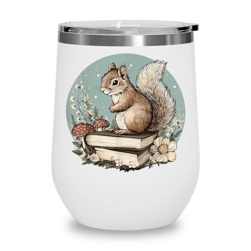 Cottagecore Squirrel With Books Wine Tumbler - Bookorys DE