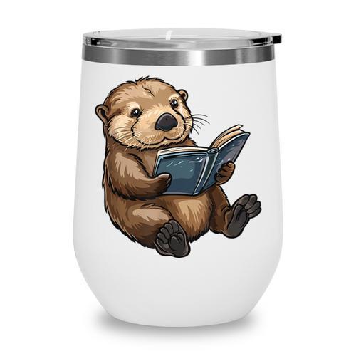 Cute Book Sea Otter Wine Tumbler - Bookorys