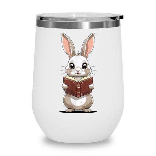 Cute Bookworm Bunny Reading For Kids And Teachers Wine Tumbler - Bookorys DE