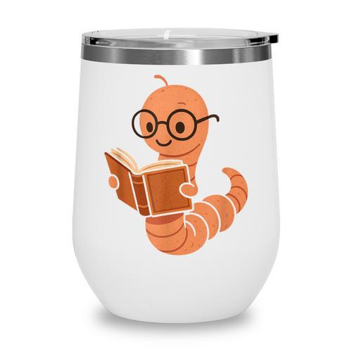 Cute Bookworm Worm Reading Book Glasses Nerdy Wine Tumbler - Bookorys DE