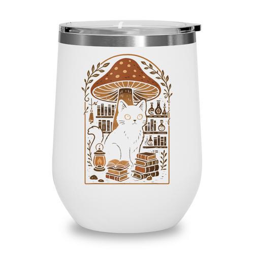 Cute Cat Grunge Cottagecore Therian Clothing Book Lover Wine Tumbler - Bookorys DE