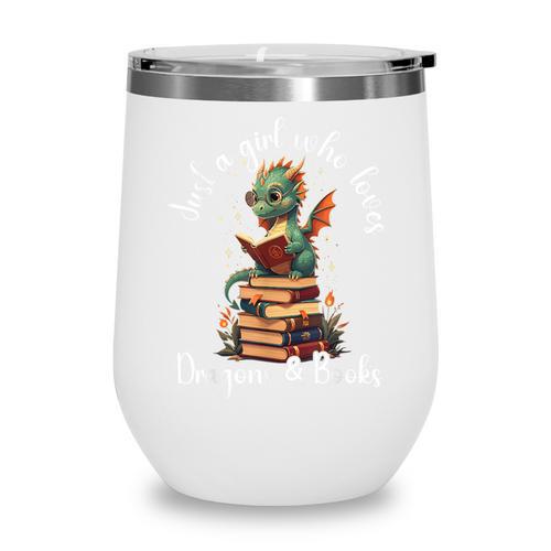 Cute Dragon Reading Book Bookworm Dragon And Books For Women Wine Tumbler - Bookorys AU