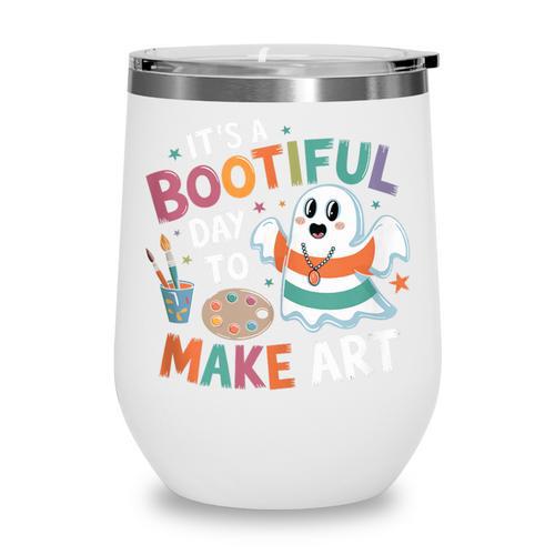 Cute Ghost Book Halloween Spooky Boo School Art Teacher Wine Tumbler - Bookorys AU