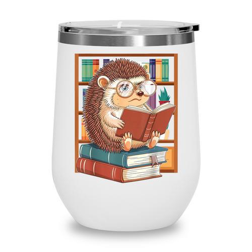 Cute Hedgehog Book Nerd Wine Tumbler - Bookorys DE