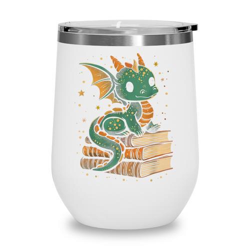 Cute Kawaii Dragon Fantasy Book Lover Book Nerd Wine Tumbler - Bookorys