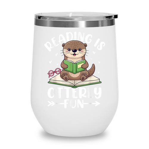 Cute Otter Reading Book Lover Sea Otters Animal Lover Wine Tumbler - Bookorys CA
