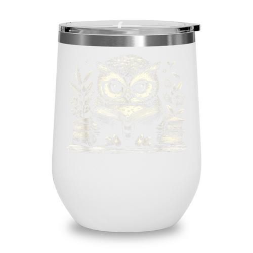 Cute Owl Reading Book Graphic Art Wine Tumbler - Bookorys DE
