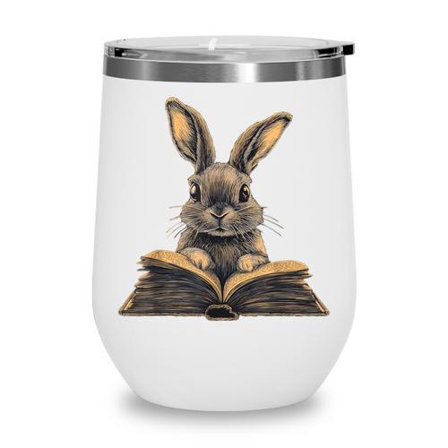Cute Rabbit Bunny Book Lover Wine Tumbler - Bookorys CA