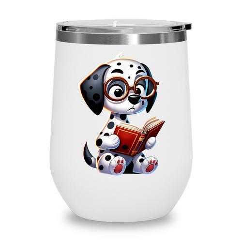 Dalmatian Reading a Book Dog Wine Tumbler - Bookorys DE
