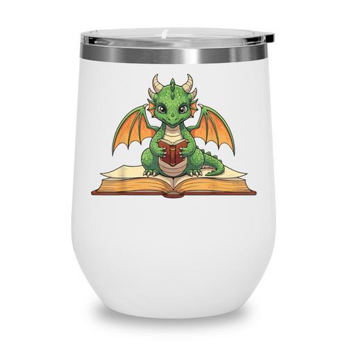 Dragon Reading Book Bookworm Wine Tumbler - Bookorys