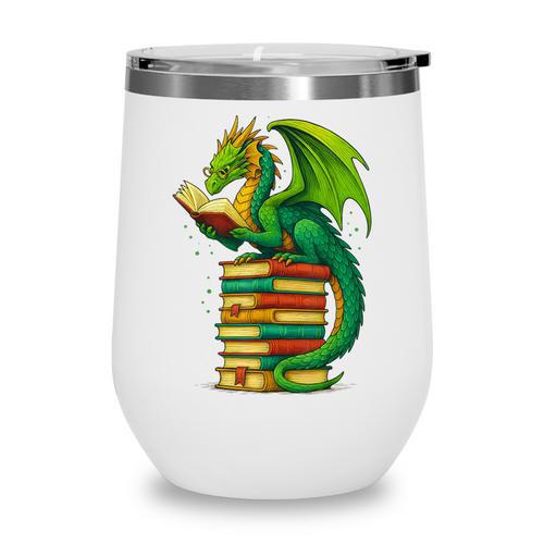 Dragon Reading Books Matching Bookworm Readers Librarian Wine Tumbler - Bookorys